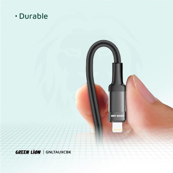 Green Lion Lightning to AUX Braided Cable 1M - Black - Image 4