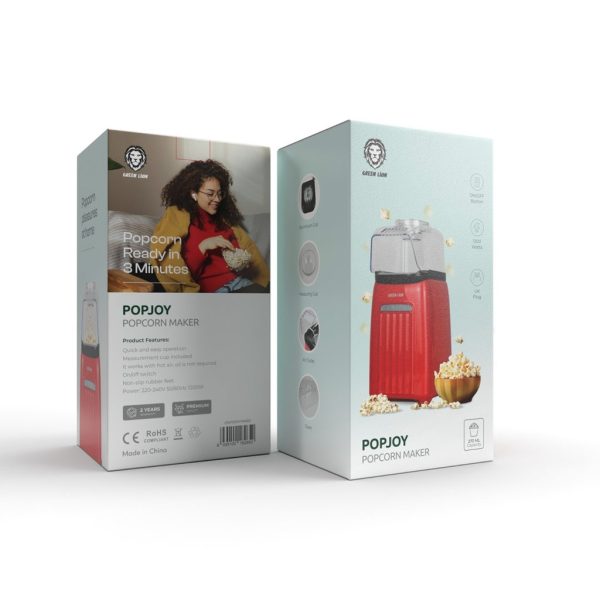 Green Lion PopJoy Pop Corn Maker 1200W 270ML - Red - Image 2