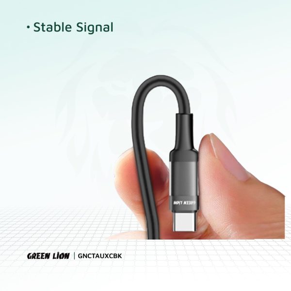 Green Lion USB-C to AUX Braided Cable 1M - Black - Image 4