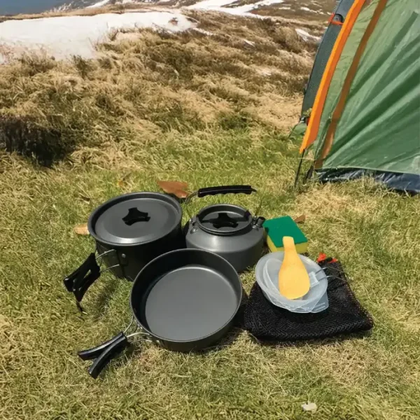 Green Lion 7 IN 1 Camping Cookware - Black - Image 2