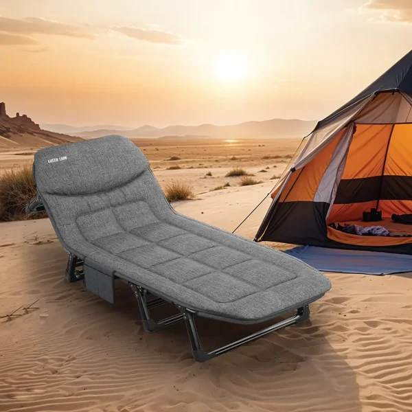 Green Lion Foldable Camping Bed - Gray - Image 2