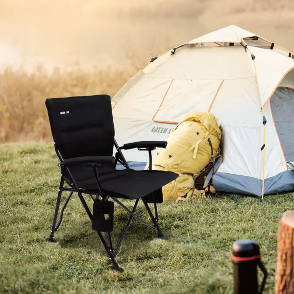 Green Lion Outdoor Camping Chair with Carrying Bag - Black - Image 2