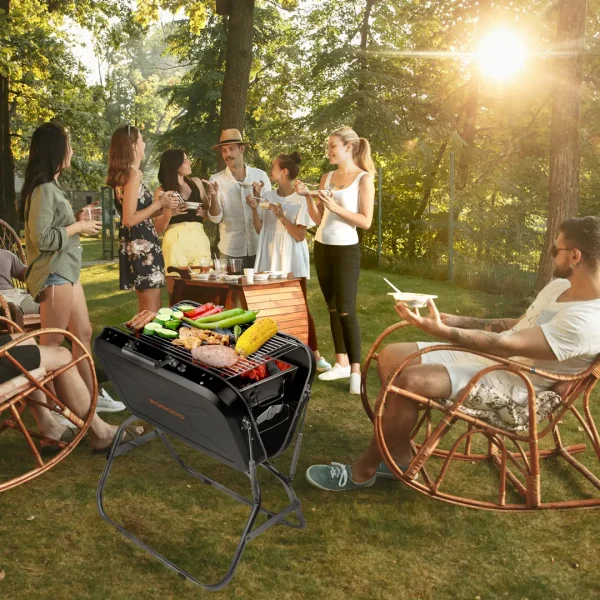 Porodo Lifestyle Portable Folding BBQ Grill - Black - Image 2