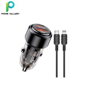 KAKUSIGA Car Charger Dual Port Type-C to Lighting 60W (1C1A) KSC-1176